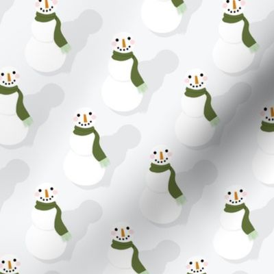 Snowmen in Green Scarves Sm | Grey