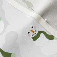 Snowmen in Green Scarves Sm | Grey