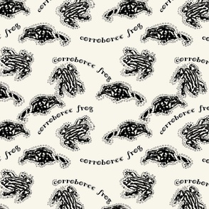 Corroboree frogs in black + off-white, with text + dots by Su_G_©SuSchaefer2021