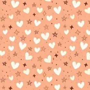 Hearts And stars In Peach 4x4