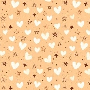 Hearts and Stars In Tan 4x4