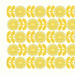 Retro Yellow Flower Tea Towel