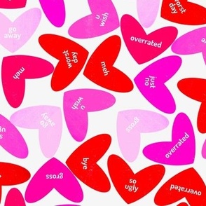 Anti-Valentines neon conversation hearts 