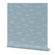 Minimalist boho style ocean waves surf waters nursery texture baby blue cool gray