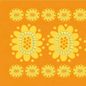 Orange Retro Flower Tea Towel