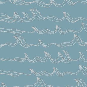 Minimalist freehand ocean waves surf waters nursery texture boho style beige cool blue