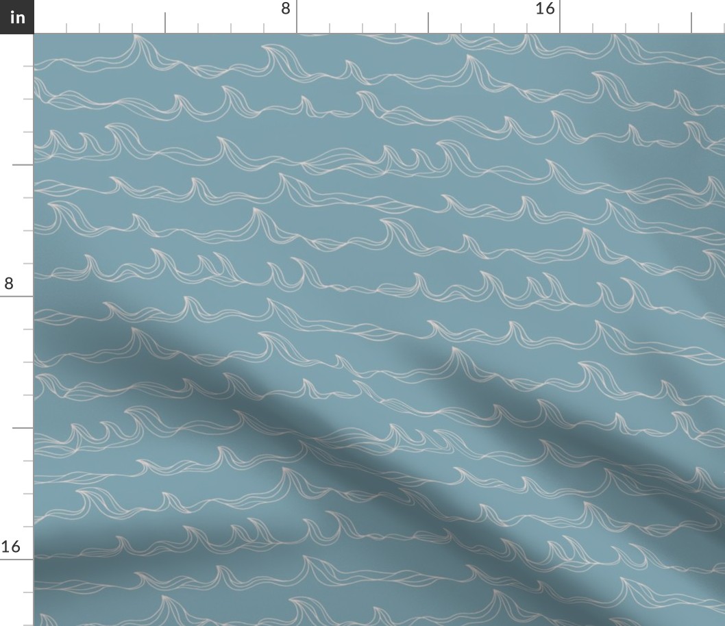Minimalist freehand ocean waves surf waters nursery texture boho style beige cool blue