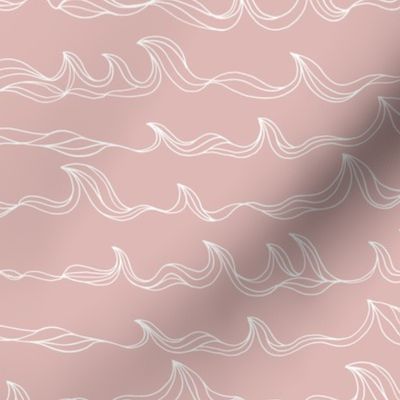 Minimalist freehand ocean waves surf waters nursery texture boho style powder pink