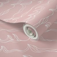 Minimalist freehand ocean waves surf waters nursery texture boho style powder pink