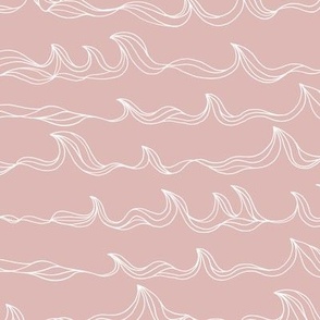 Minimalist freehand ocean waves surf waters nursery texture boho style powder pink