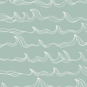 Minimalist freehand ocean waves surf waters nursery texture boho style mint green sage