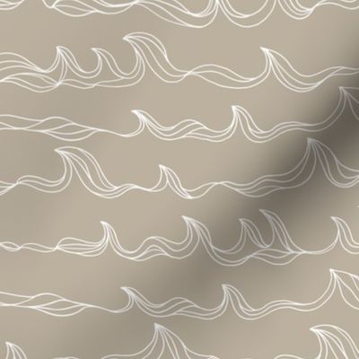 Minimalist freehand ocean waves surf waters nursery texture boho style latte beige