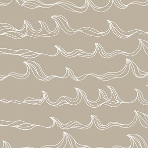 Minimalist freehand ocean waves surf waters nursery texture boho style latte beige