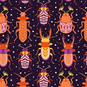 Bright bugs. Purple and orange