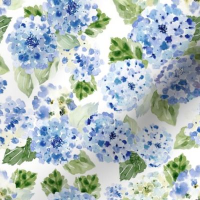 Hydrangea Watercolor Florals Spring Blue