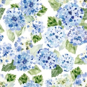 Hydrangea Watercolor Florals Spring Blue