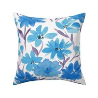 CT2176 Delicate Watercolor Flowers Blue on White