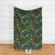 Wizard Frogs - bright tropical leaves and frogs - large