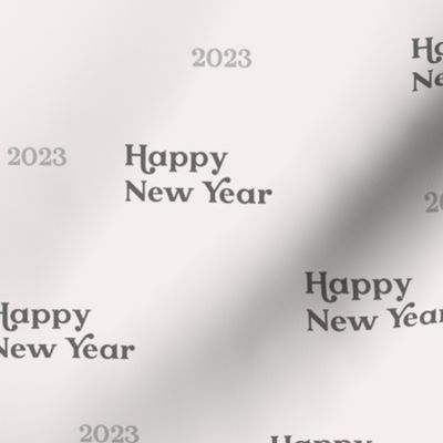 Classic happy new year vintage typography design 2023  french elegant text design black on ivory