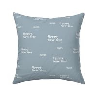 Classic happy new year vintage typography design 2023  french elegant text design white on cool blue