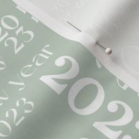 Happy New Year basic typography design 2023 text pattern white on mint green