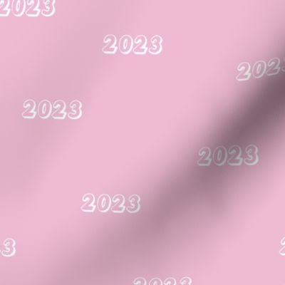 Lucky number 2023 happy new year minimalist vintage typography design on pink