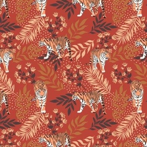Tigers. Red pattern