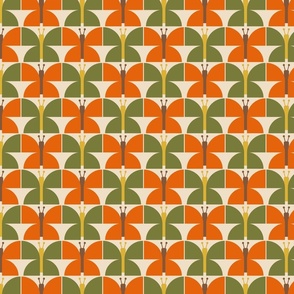 Retro Butterflies: Orange & Green (medium)