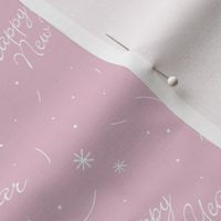 Happy 2023 - Happy new Year minimalist boho style NYE design with confetti and fireworks soft pink