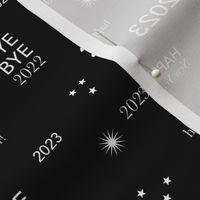Happy new year 2023 - typography abstract minimalist text design white on black monochrome 
