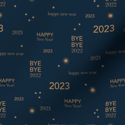 Happy new year 2023 - typography abstract minimalist text design white on navy blue