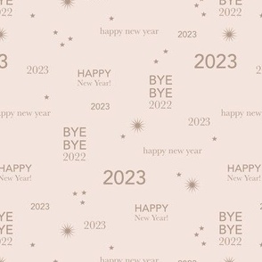 Happy new year 2023 - typography abstract minimalist text design black on ivory 