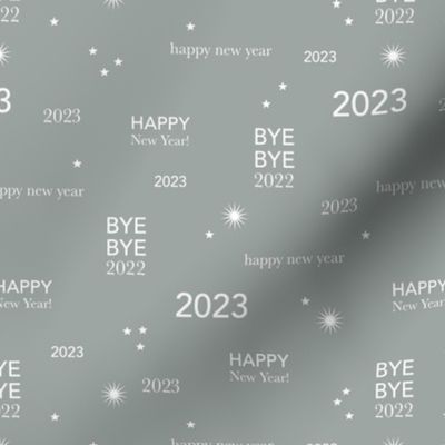 Happy new year 2023 - typography abstract minimalist text design white on gray