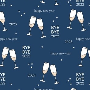 Have a drink - Happy new year 2023 celebration champagne bubbles toast girls night stars typography navy blue 