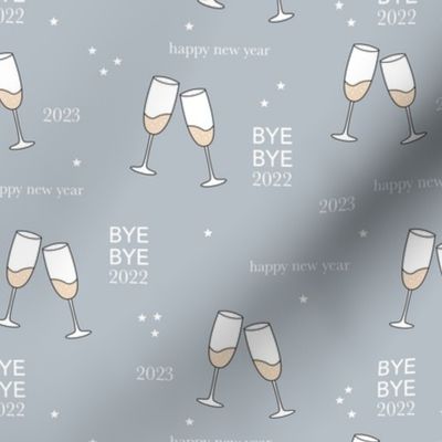 Have a drink - Happy new year 2023 celebration champagne bubbles toast girls night stars typography cool gray 