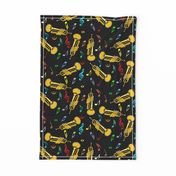 Larger Trumpet Colorful Music Notes Black