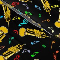 Larger Trumpet Colorful Music Notes Black