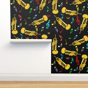 Larger Trumpet Colorful Music Notes Black