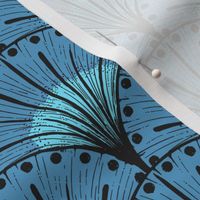 ART DECO HAND-DRAWN SEASHELL - BLUE AND TURQUOISE