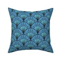 ART DECO HAND-DRAWN SEASHELL - BLUE AND TURQUOISE