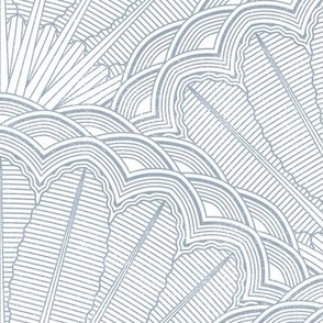 Smoky tropical blue pastel palm leaves