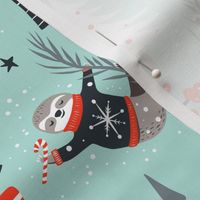 Slothy Holidays - Christmas Mint Aqua Medium Scale