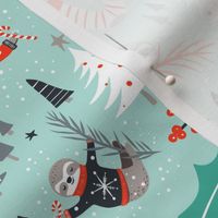 Slothy Holidays - Christmas Mint Aqua Regular Scale