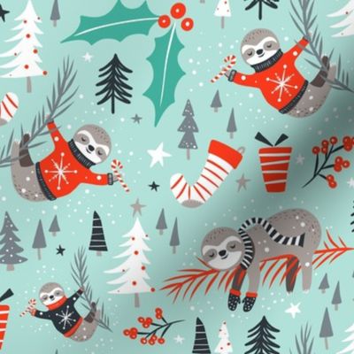 Slothy Holidays - Christmas Mint Aqua Regular Scale