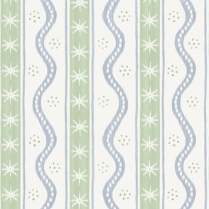 Small Quiet Blue and Green Charlie Stripe