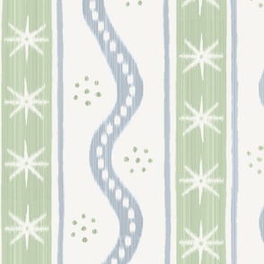 Large Quiet Blue and Green Charlie Stripe