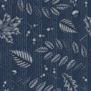 Rustic Leaves | Navy (Petal Signature Cotton Solid Coordinate - Cozy Palette)