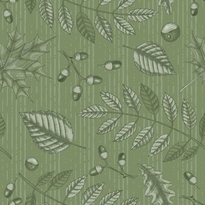 Rustic Leaves | Sage (Petal Signature Cotton Solid Coordinate)