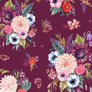 Malena Floral burgundy