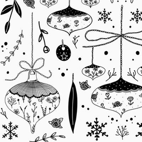 Black and White Line Art Christmas mirrored design